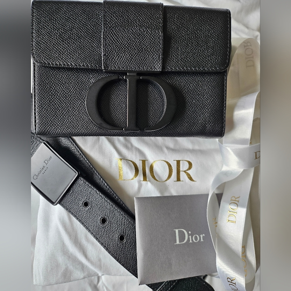 AUTH CHRISTIAN DIOR Montaigne Box Black Grained Calf Leather Bag - Picture 6 of 14